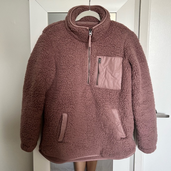 Sherpa Half-Zip Elevated Trim Sweatshirt - Picture 2 of 5